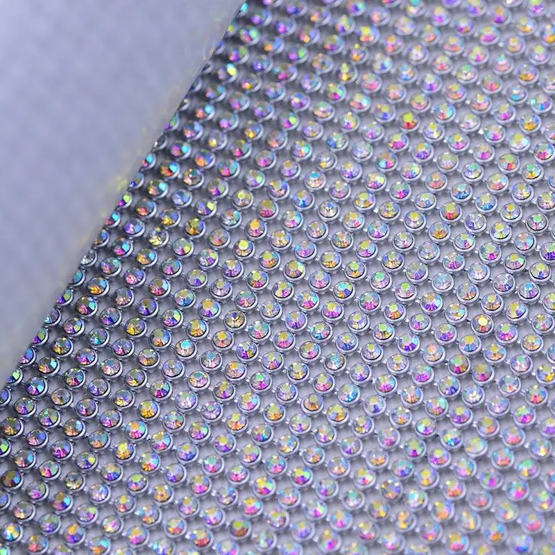 45x120cm Hotfix Rhinestones Mesh Sheet Glitter Glass Crystal AB Fabric Gold/Sliver Aluminum Mesh Strass Applique for Dress Cloth