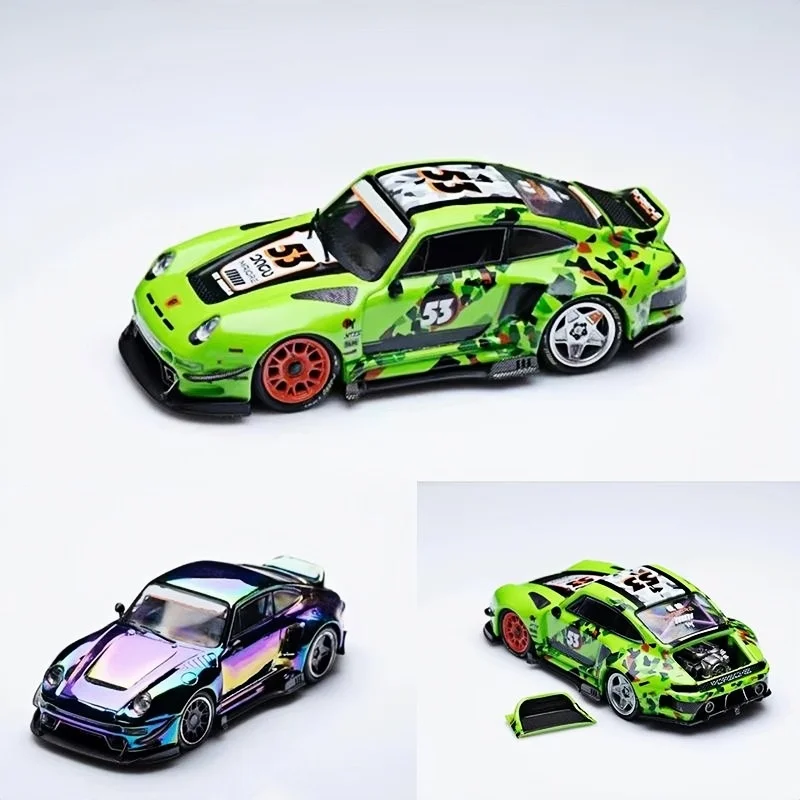 

DCM 1:64 RWB 993 Duck Tail - Fluorescent Green No. 53 Latte paint alloy model