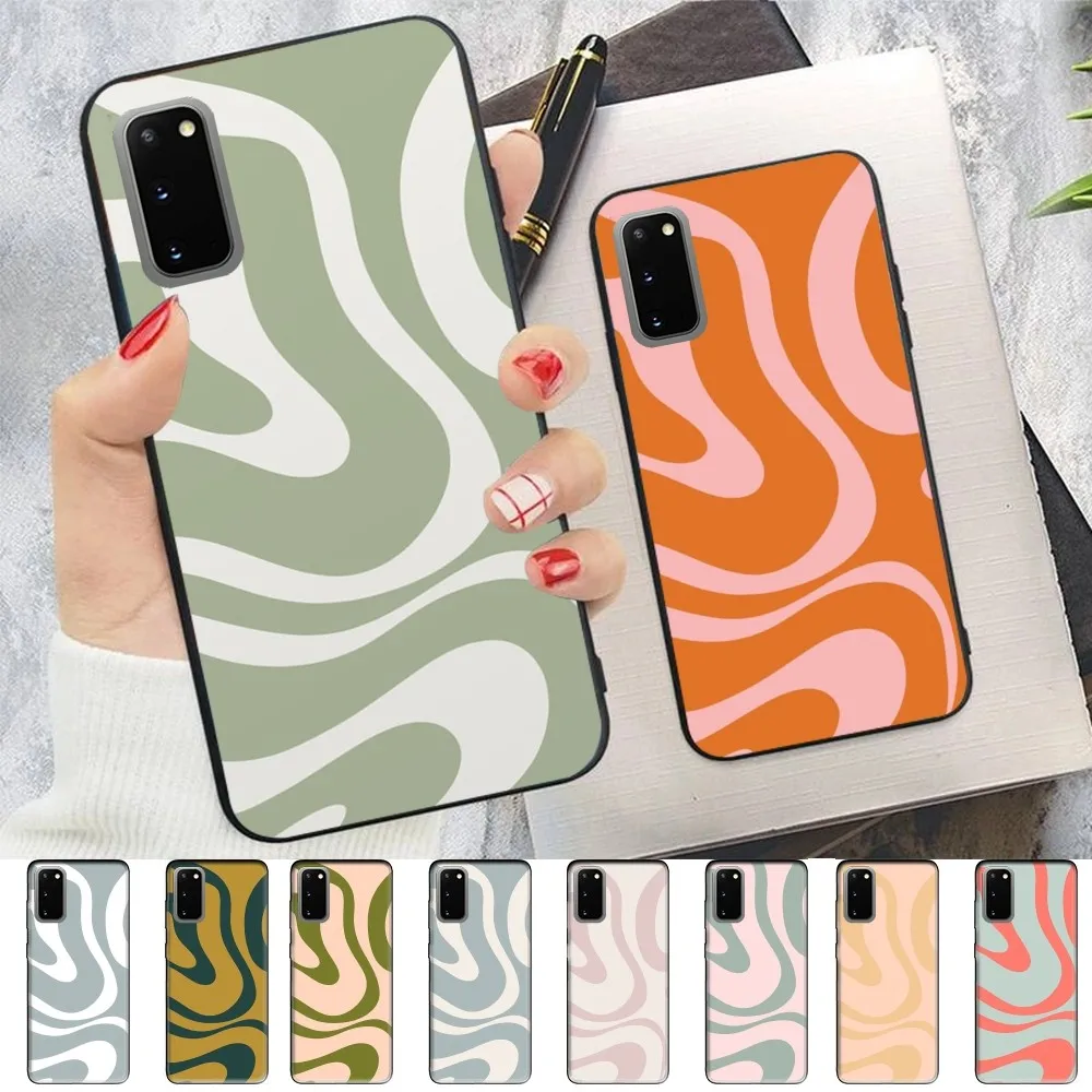 Hot Liquid Swirl Abstract Pattern in Beige Sage Green Phone Case For Samsung S20 21 22 23 30 23plus lite Ultra FE S10lite Fundas