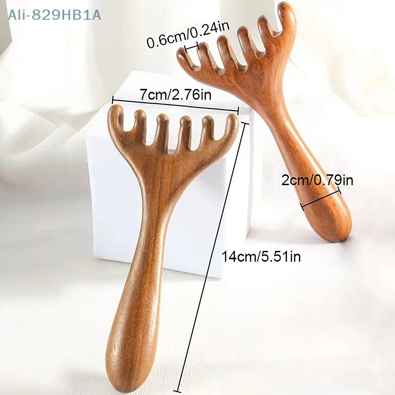 Body Meridian Massage Comb, Sandalwood Deer Antlers, Acupuntura de dente largo, Ajuda a circulação sanguínea, Cabelo liso antiestático