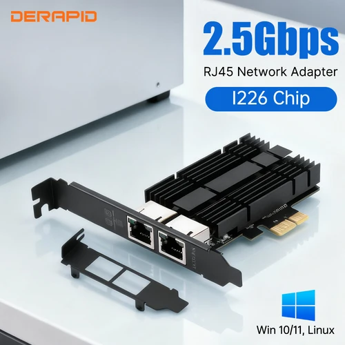Imagen 1 del producto Adaptador de red I226-V 2,5G Gigabit Ethernet PCIE RJ45 100/1000/2500M controlador LAN PCI Express para escritorio/PC fácil de configurar