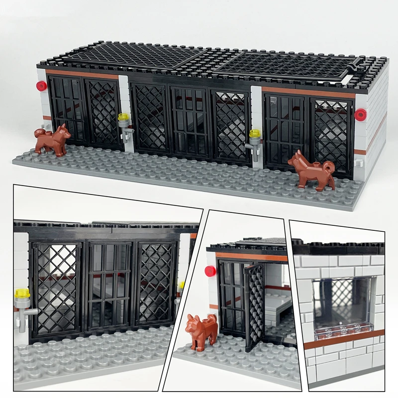 NEW Militarys Scene Prison Jail Sea Prisoner Police Station Wire Mesh Cage Basketball Stands Building Blocks Model Sets Bricks