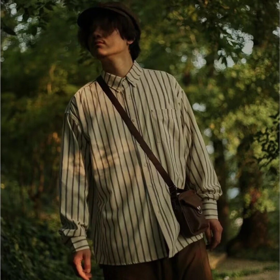 Autunno di grandi dimensioni 300 Pou New Sle da uomo Casual a righe irt Long Sve Loose Fit Faionable American Sle Top