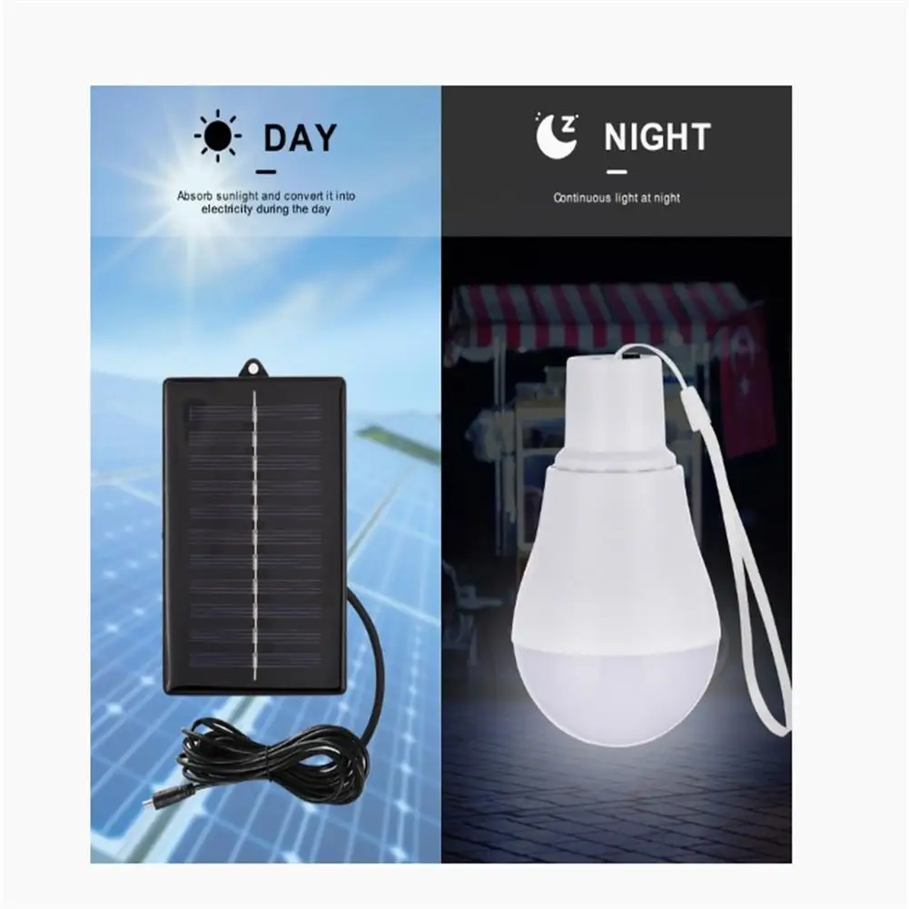 Outdoor LED Solar Lamp Bulb Waterproof Portable Solar Garden Hanging Light Hiking Fishing Emergency Lights