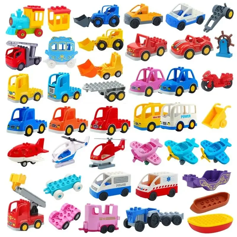 New Large Building Blocks Children Toys Cartoon Princess Carriage Car Airplane Vehicle Model Big Size Bricks Gift For Children