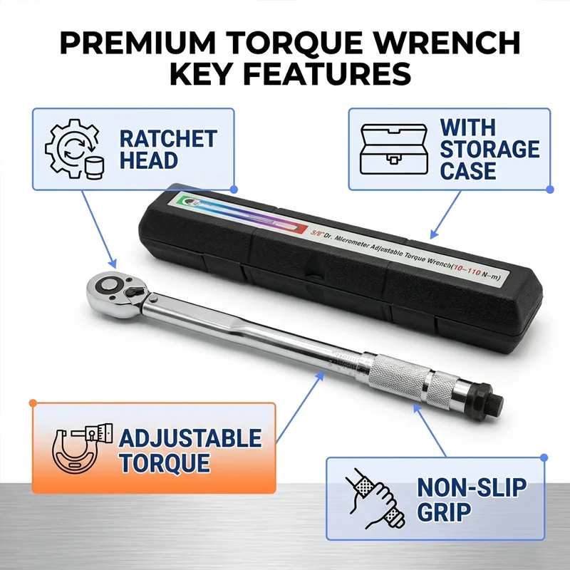 19-110N.m Car Motorbike Disassembly Tool Professional Adjustable Torque Wrench 3/8'' Drive Spanner Hand Tool torque wrench