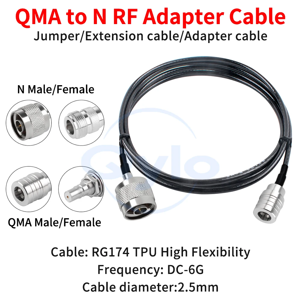 

Переходной кабель QMA-N-типа «папа/гнездо» Антенный радиочастотный удлинительный кабель Высокогибкий кабель RG174 TPU Кабель QMA-типа (1 шт.)