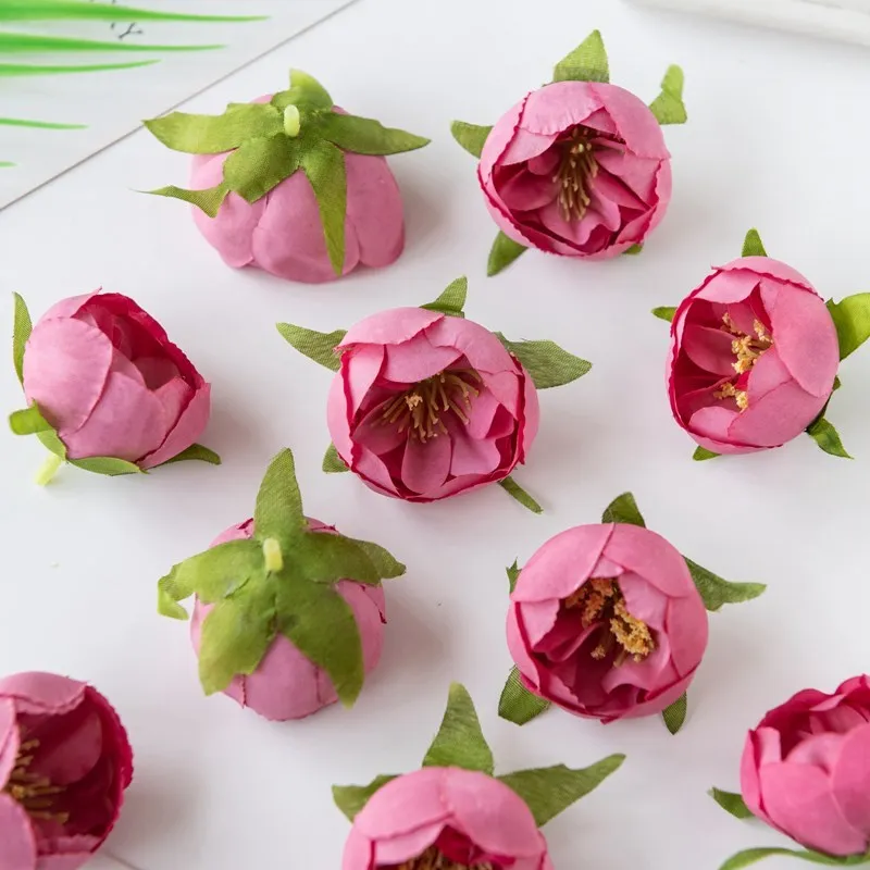 100 Stück künstliche Blumen Tee Knospe Seide Rosen Köpfe für zu Hause Hochzeit Weihnachten Handwerk Kranz Blume Wand Party Dekoration Lieferungen – Detail 5