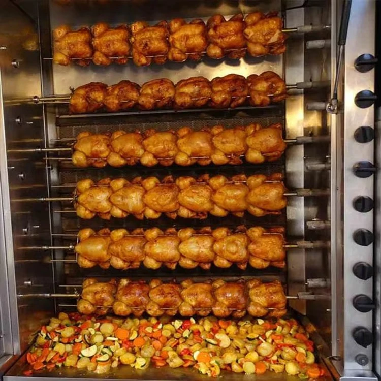 4 Rods Commercial Rotisserie Grill Chicken Gas Rotisserie Machine Roaster Oven Roasted Chicken Machine