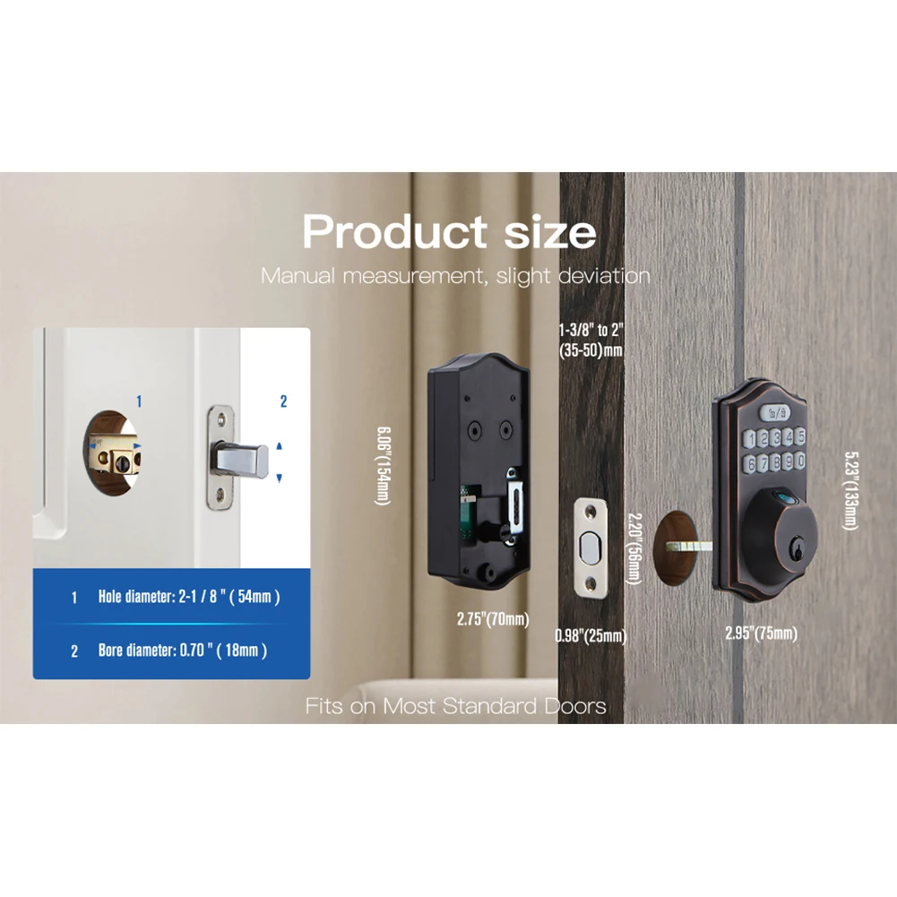 Adjustable Lock Body Fingerprint Door Lock 140x140 Sensor Pixel Outdoor Waterproof Rating Fingerprint Password Door Lock