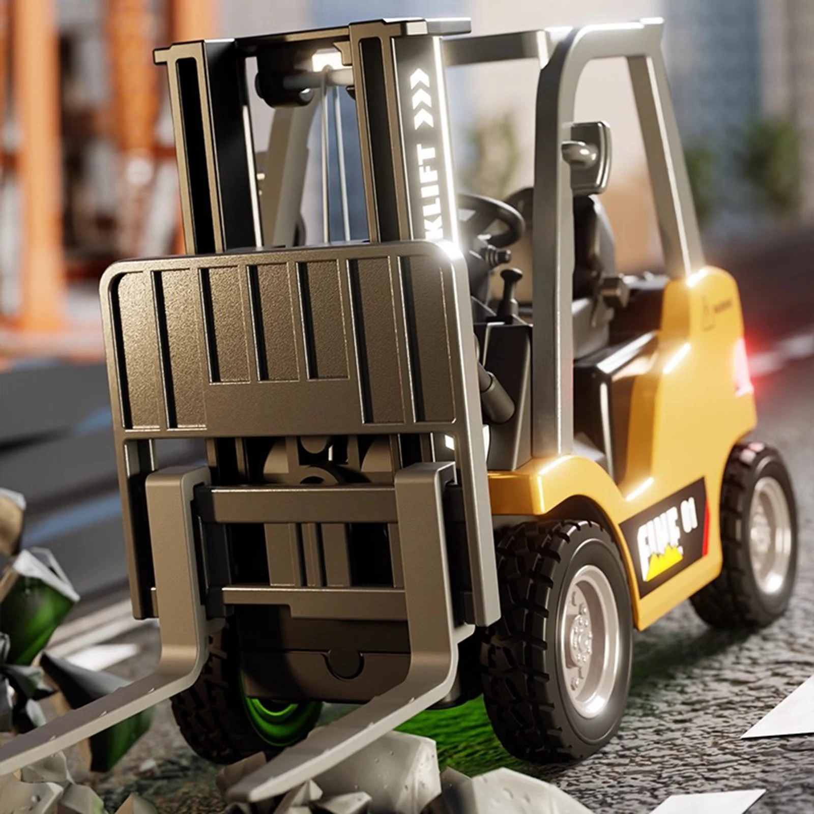 

Детский радиоуправляемый погрузчик-игрушка: миниатюрная модель из прочного пластика и сплава с зарядкой USB Type-C