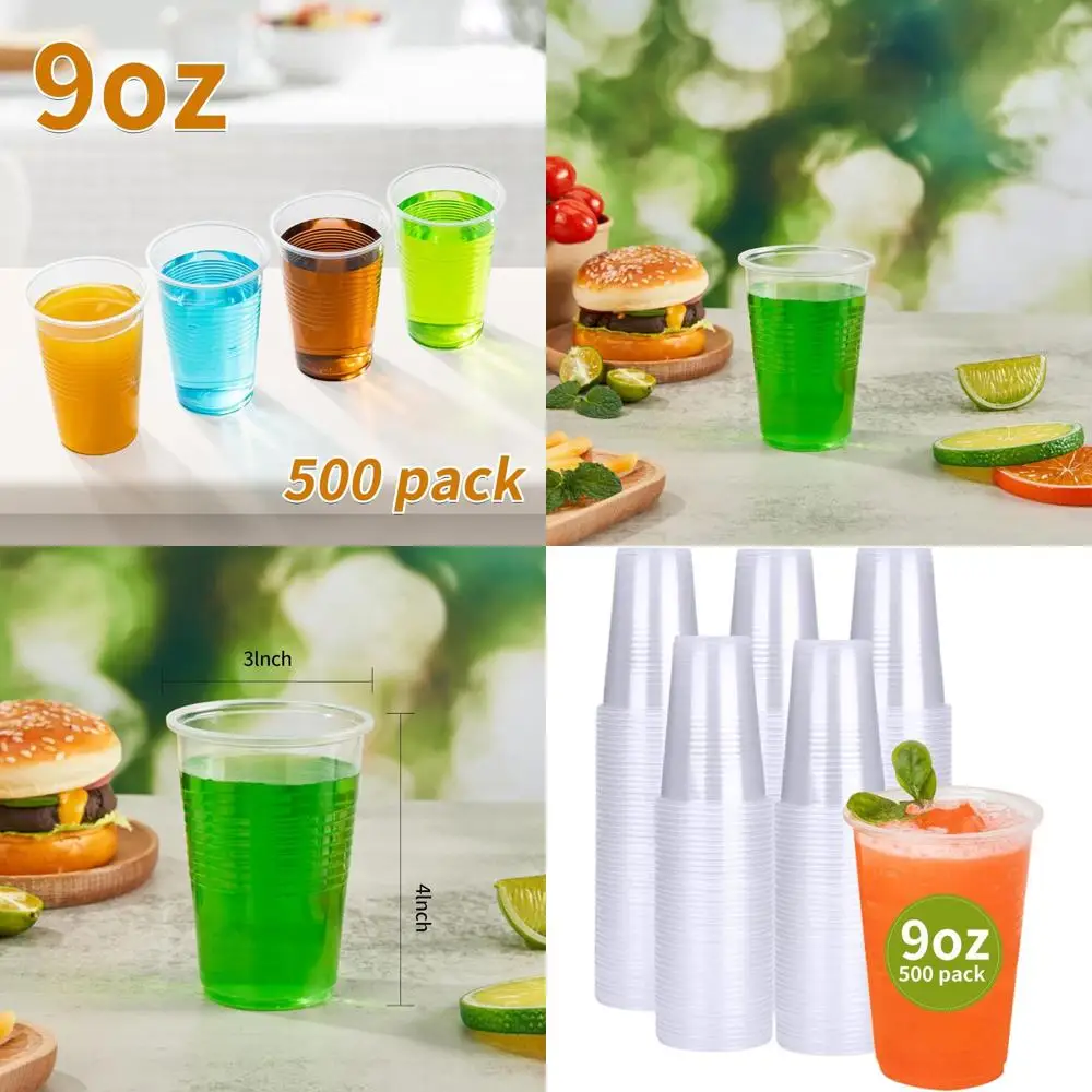 

9 oz Disposable Clear Plastic Cups, Bulk Pack of 2000, Perfect for Parties and Celebrations