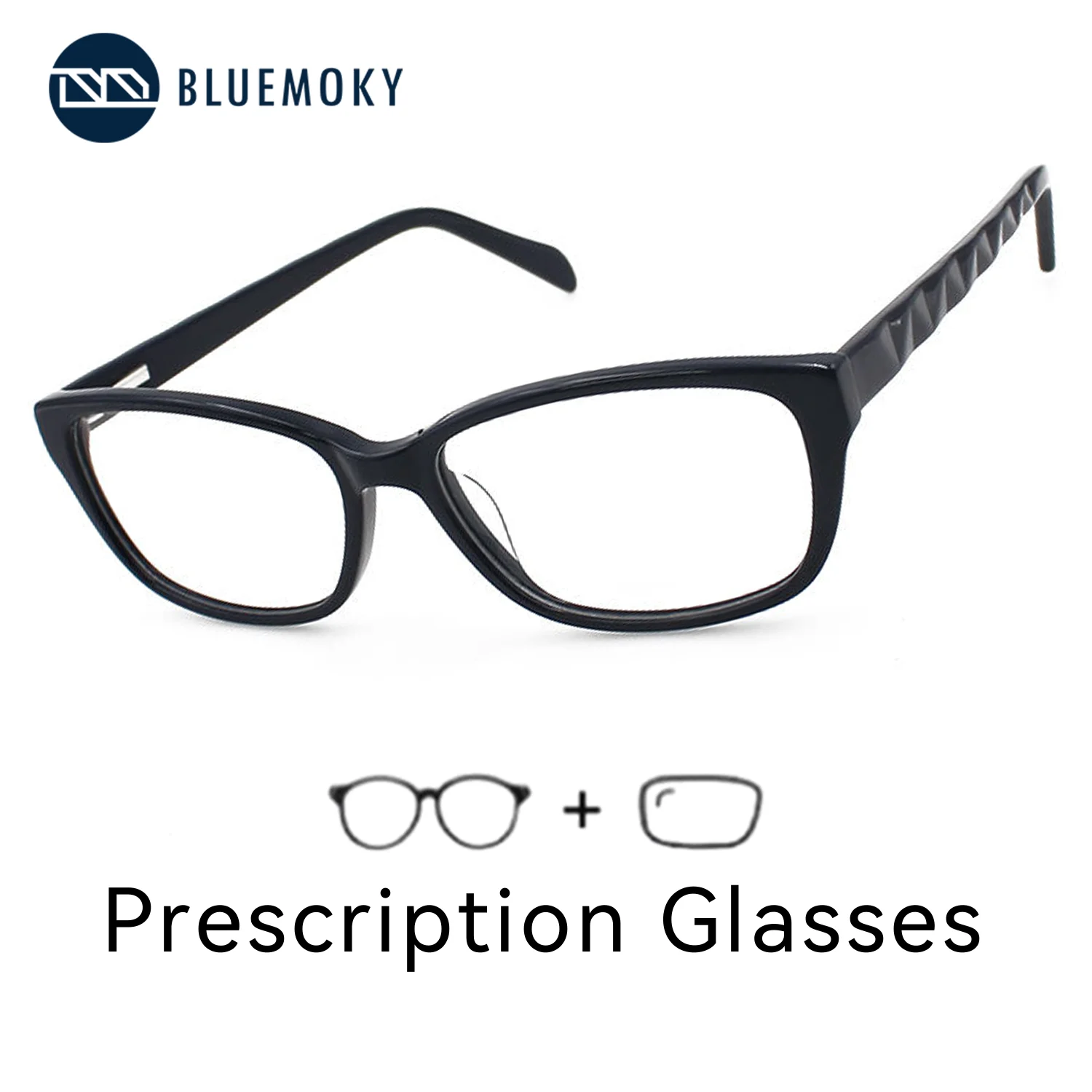 

BLUEMOKY L Size Acetate Square Prescription Glasses Optical Anti Blue Light Photochromic Myopia Hyperopia Progressive Lenses
