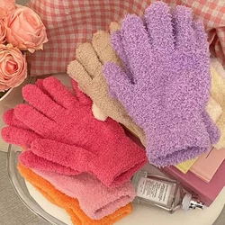 New Winter Female Elastic Full Fingers Gloves Coral Velvet Gloves Women Winter Mittens Solid Color Mittens Thicken Warm Gloves