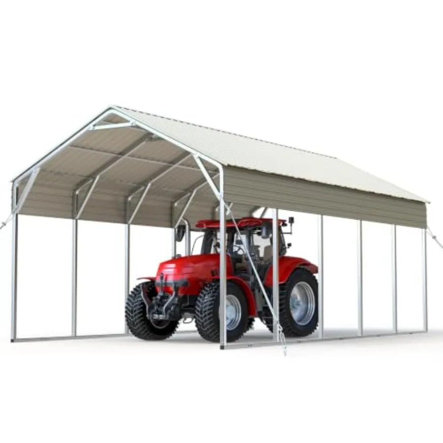 Heavy Duty Metal Carport for SUV/Truck Parking, Galvanized Steel Hard Top with Reinforced Triangle Frame, Weatherproof Rust-Res