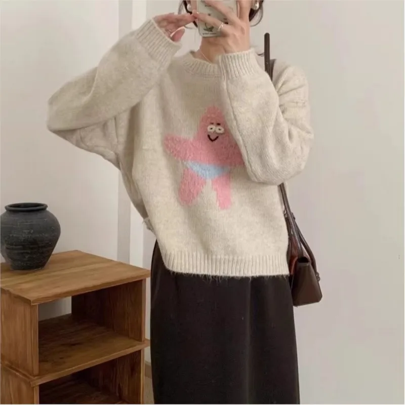 2025 Fresh Sweet  Winter Clothe Woman Pull Femmes All-match Loose Simple Style Sweater Comfortable Cute Casual Commuting Cartoon