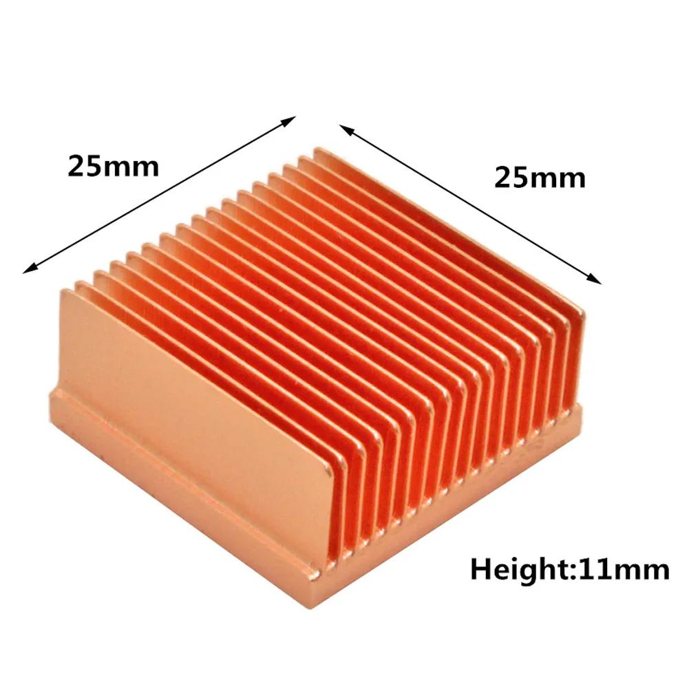 25x25x11 мм радиатор из чистой меди, мини-радиатор для Raspberry pi Chip MOS IC, 3D-принтер, электронный охлаждающий кулер