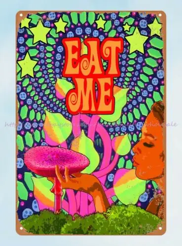 psychedelic-art 1960s shroom mushroom metal tin sign wall decor