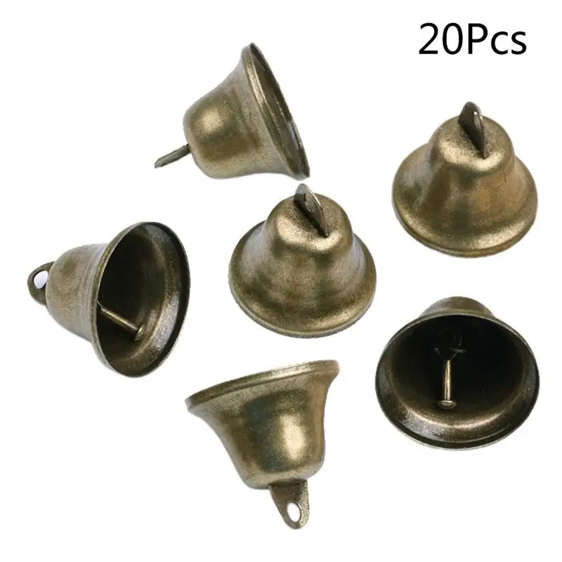 Campanas de cobre Vintage para la escuela, campanas de latón y Metal, decoraciones navideñas, sonido claro, campana de cobre, sonajero, 20 piezas