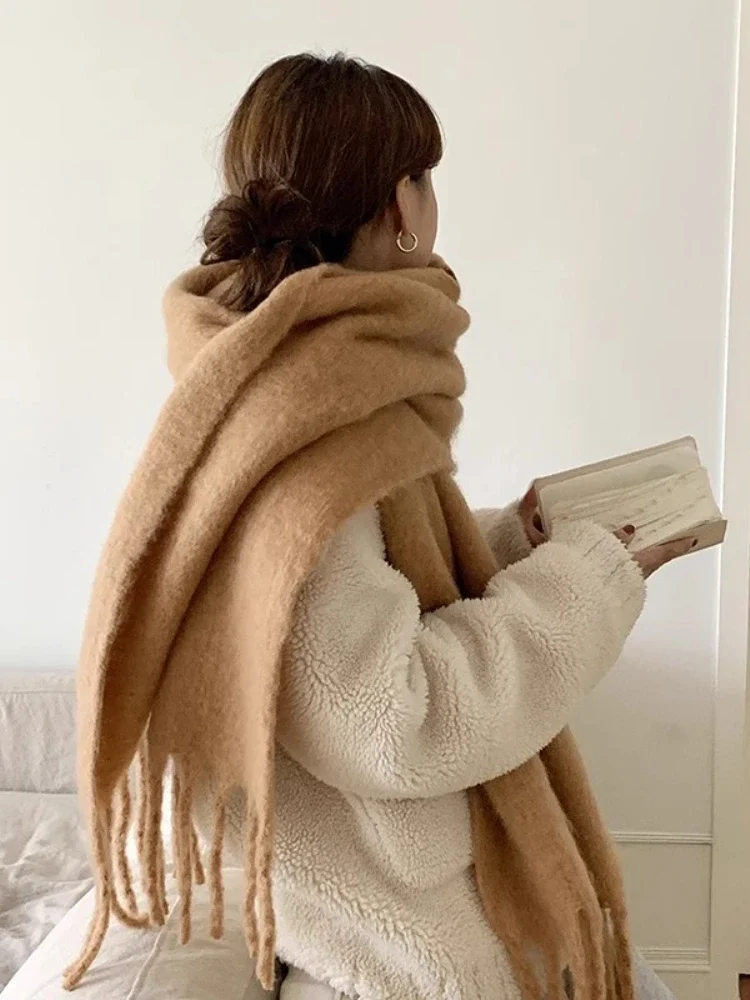 

Luxury Winter Scarf for Women Cashmere Warm Solid Pashmina Blanket Wraps Female Thick Soft Bufanda Shawl Long Poncho Echarpe