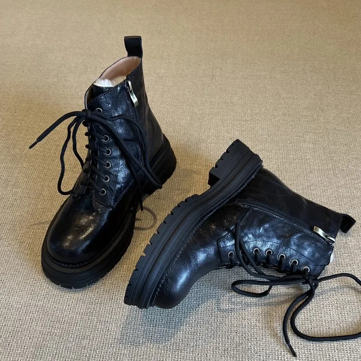 

Женские ботинки на высокой платформе, готическая кожаная обувь в стиле панк, женские короткие армейские ботильоны на танкетке, модные мотоциклетные ботинки на массивном каблуке