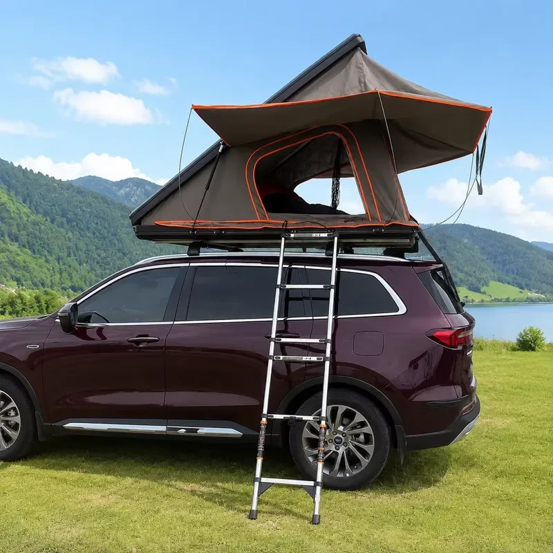 Aluminum Hard Shell Roof Top Tent Wedge Shape for SUV 4x4 Camping 1-2 Person with Awning Outdoor Travel Car Rooftop Tent