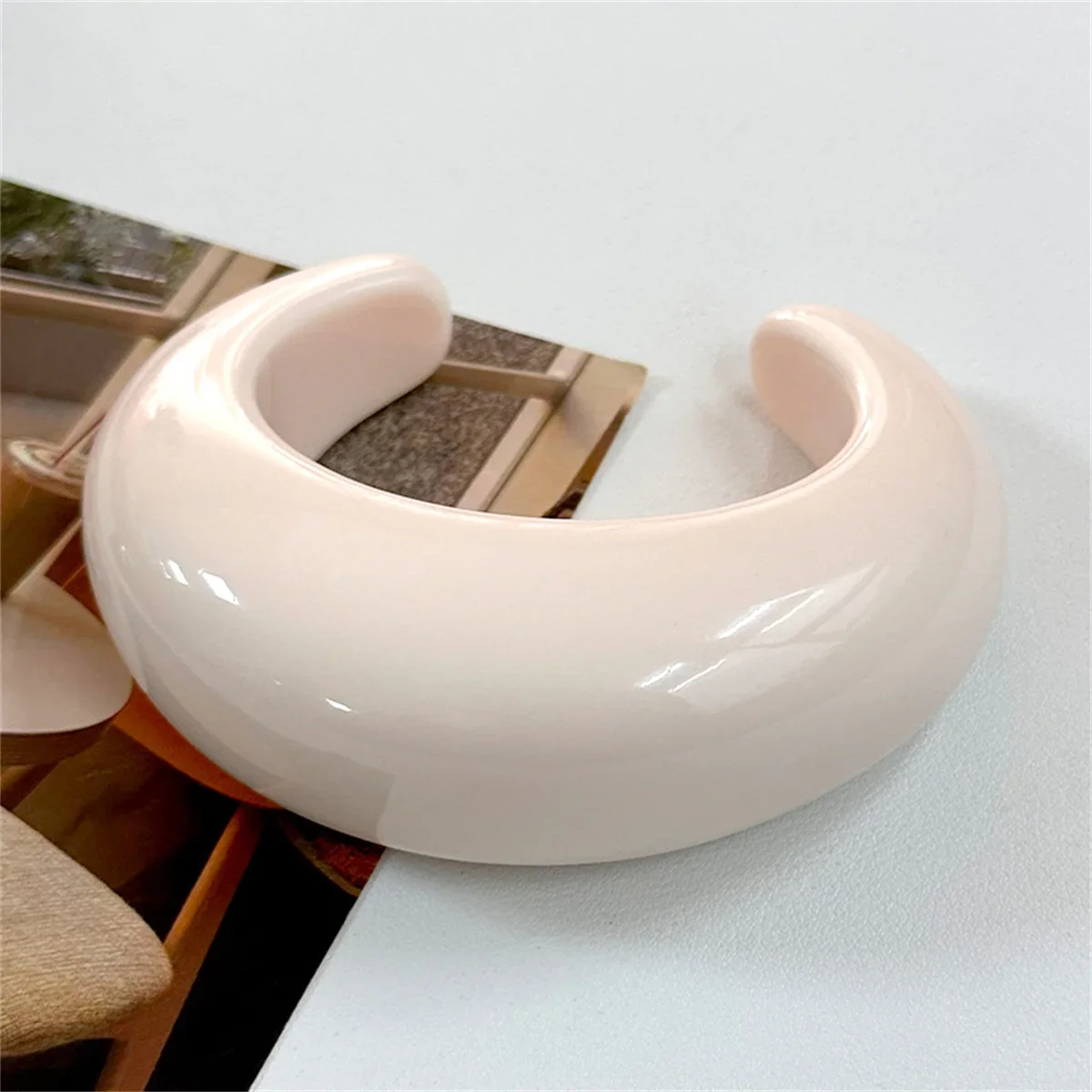 الكلاسيكية والممتعة الجديدة أبيض وأسود التباين اللون هندسية سميكة الراتنج سوار كبير عطلة مجوهرات الهيب هوب سوار بسيط #5