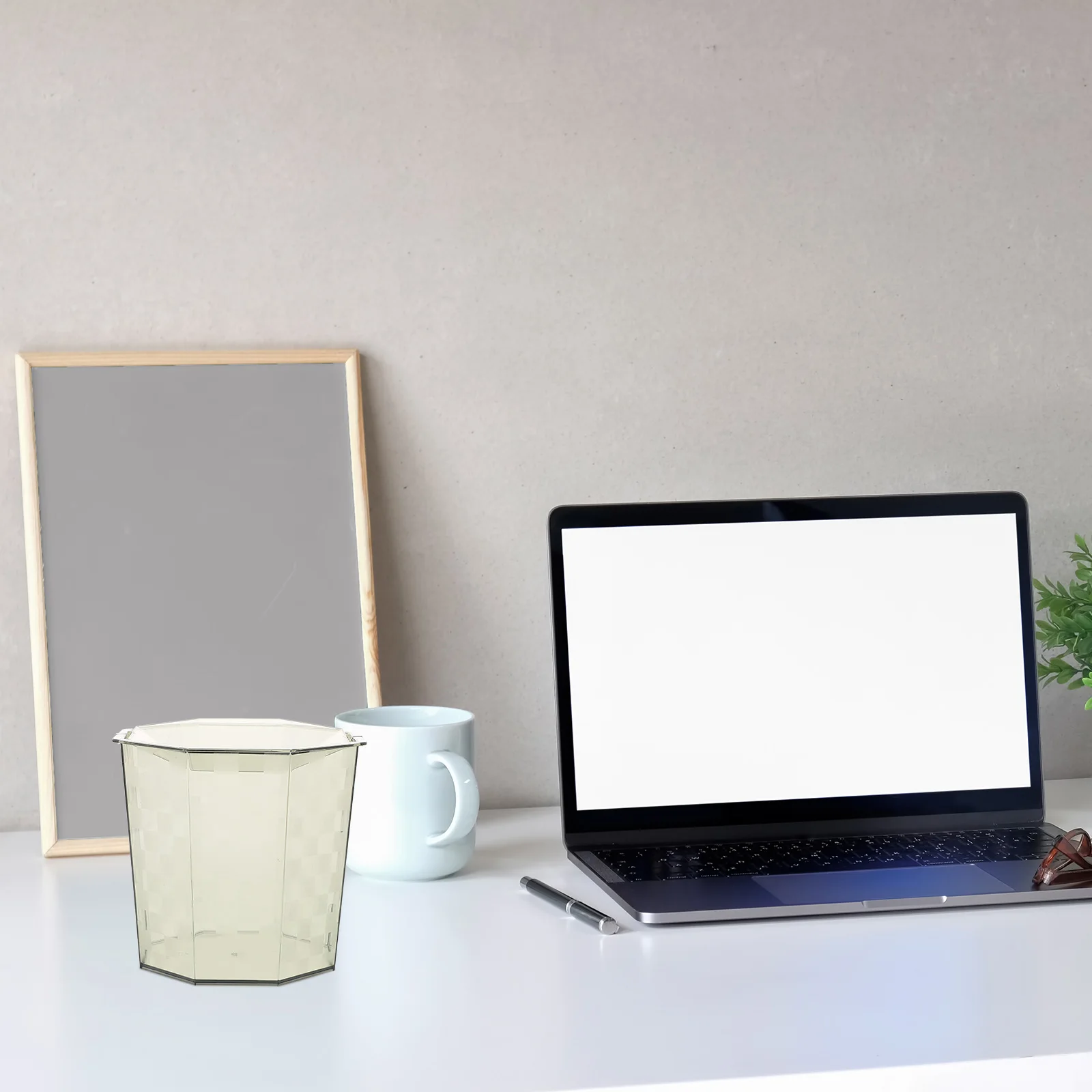 

Trash Can Lid Small Size Matte Plastic Office Home Bedroom Bathroom Garbage Bin Waste Container Rubbish Bucket Litter Easy Clean