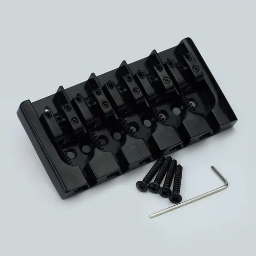 Imagen 2 del producto Guyker Retro Bass Bridge - Puente de bajo estilo A de 4 cuerdas y 5 cuerdas. Espaciado de cuerdas ajustable Oro, Plata, Negro