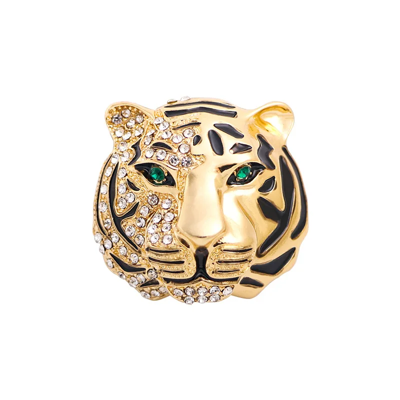 

Vintage Rhinestone Tiger Brooch Pin For Women Men Alloy Tiger Head Party Casual Animals Brooches Backpack Clothes Accessories