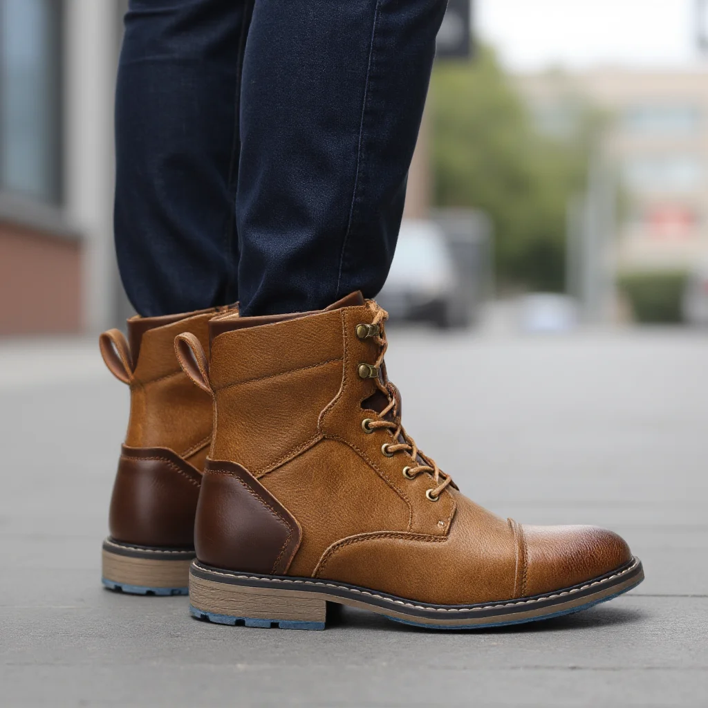 American Style Men Boots  Brand Fashion Comfortable Ankle Boots Leather #607