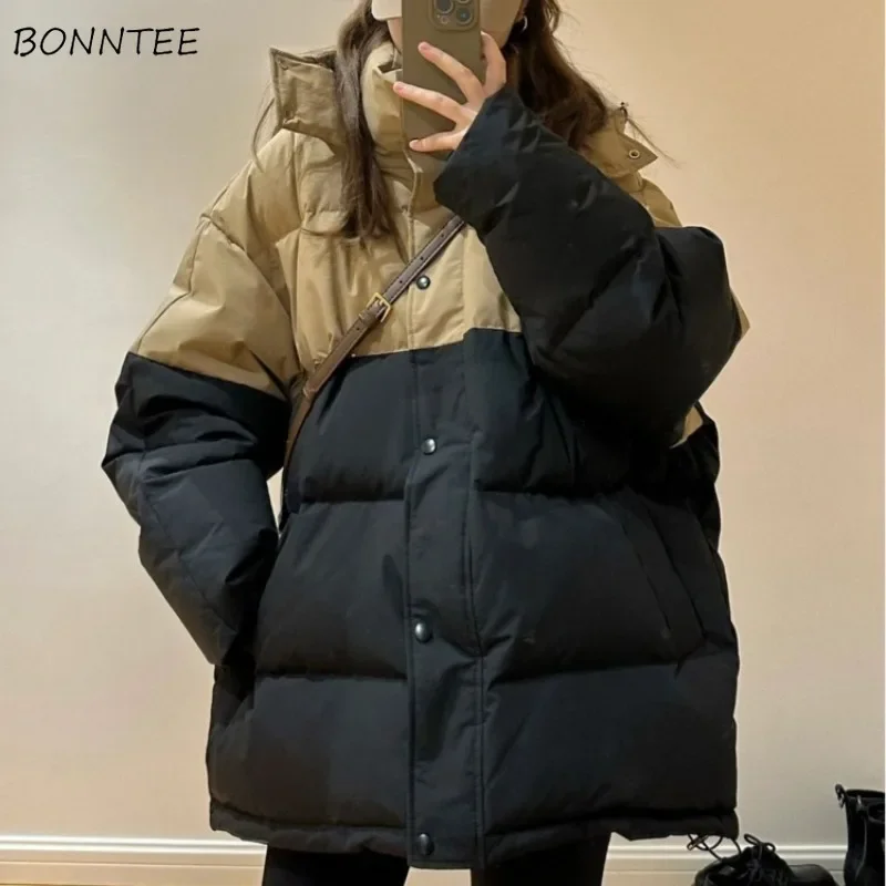 Mid-length Parkas Women Thickened All-match Design Personality Preppy Style Daily Winter Hooded Korean Fashion Simple Trendy