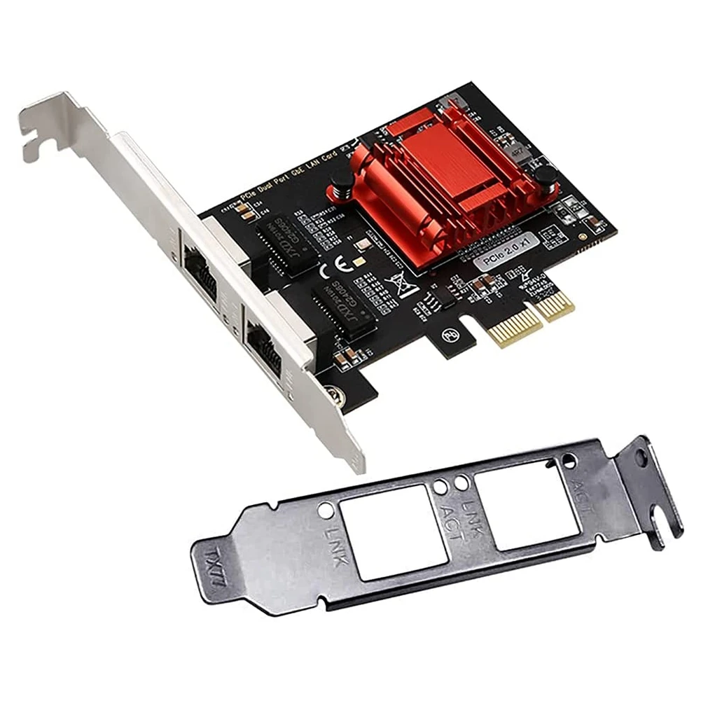 PCIe kartu jaringan Gigabit Dual-Port, 1000M PCI Express Ethernet Adapter dengan 82576 dua Port LAN NIC Card