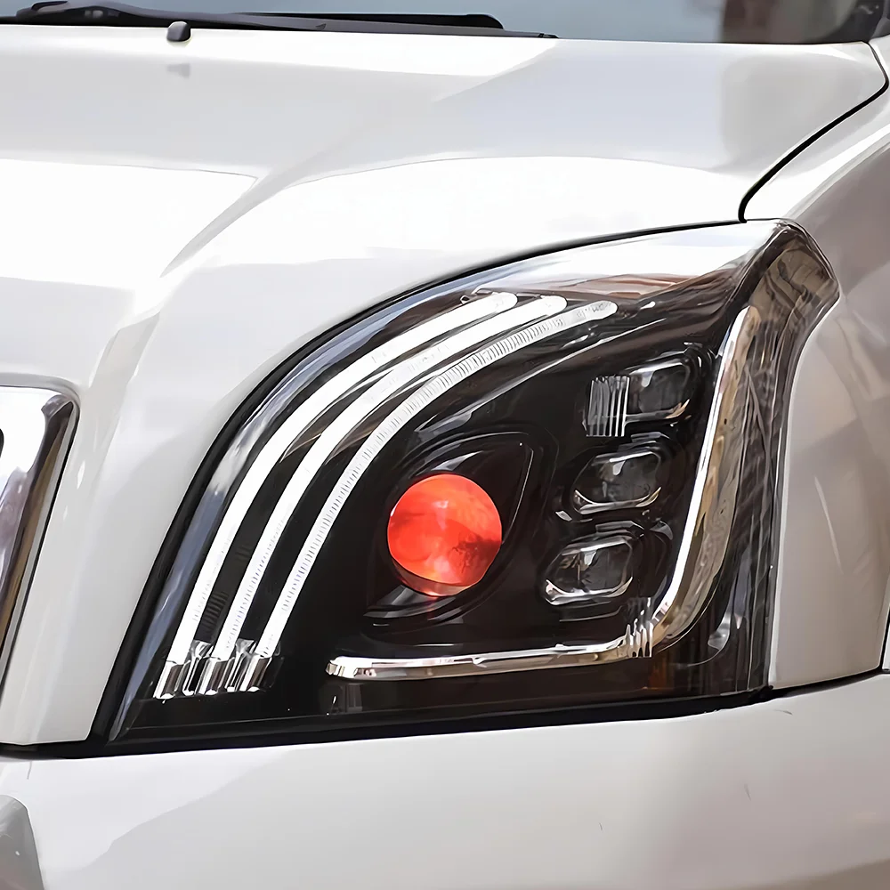 

Для Toyota Prado 2004-2009 светодиодные автомобильные фары, обновленный новый дизайн Maybach, динамический указатель поворота, автомобильные передние фонари, аксессуары