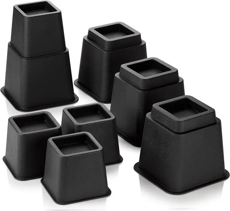 4pcs Furniture Leg Risers Bed Foot Pads Heavy Duty Up To 1 300 Lbs Sofa Table Chair Leg Risers Square Bed Foot 4.7 Inch 5.2 Inch