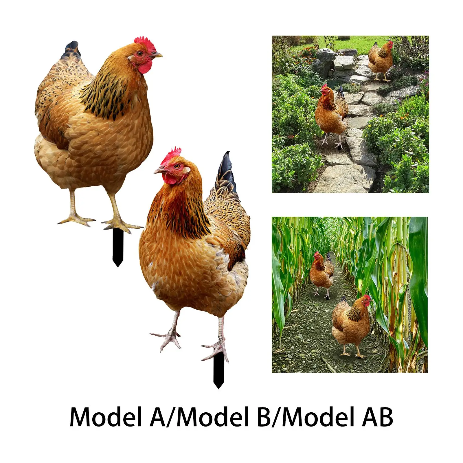 Chicken Decorative Garden Stake Outdoor Decoration Hen Lifelike Ornament Animal Stake Yard Sign for Pathway Lawn Farm Patio Yard
