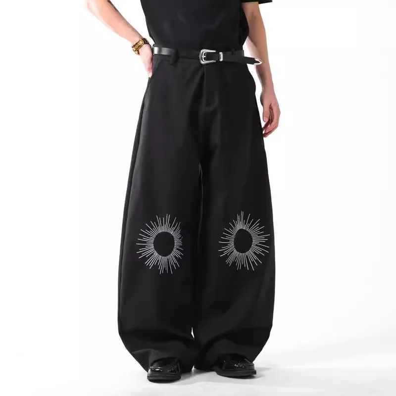 

Retro American Embroidered Loose Casual Thin Men's Summer Pants Knife Design Sensation Brand Wide Leg Long Trousers