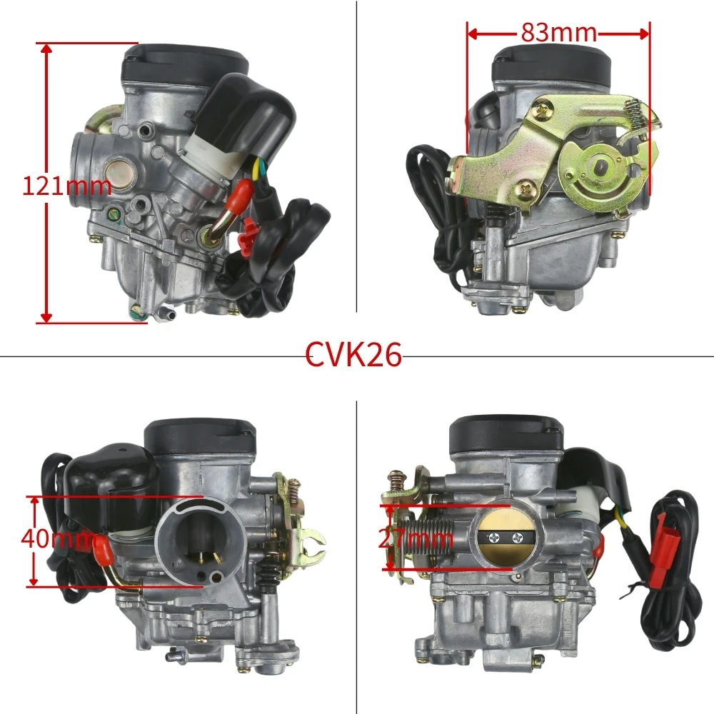 Carburador de alto desempenho CVK26 26 mm – Plug & Play para motores Piaggio Aprilia 125-200 cc e 150-250 cc GY6