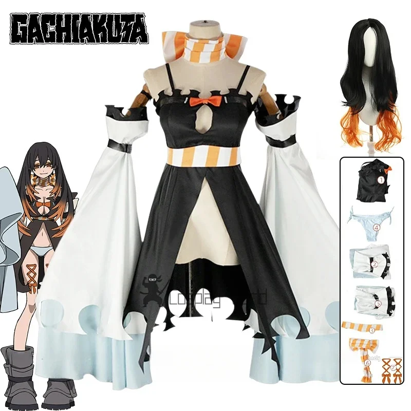 

Anime Gachiakuta Amo Empool Cosplay Costume Wig Dress Sleeves Stickers Belt Bow Tie Carnival For Women Girls Team Front Full Set