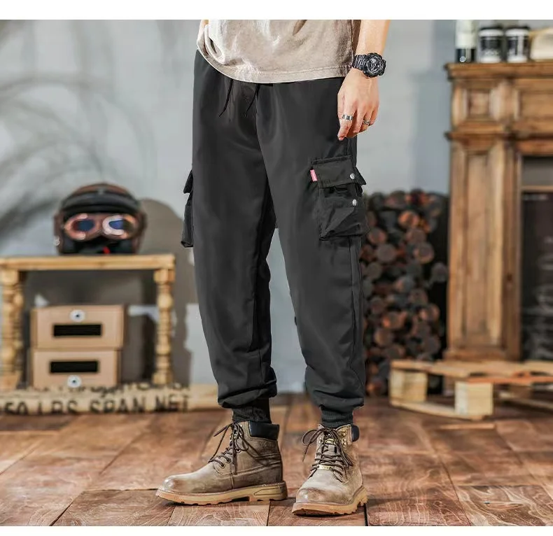 Trendy Solid Color Pants, Multi Flap Pocket Men's Cargo Pants, Loose Casual Outdoor Pants, Men's Work Pants oversized