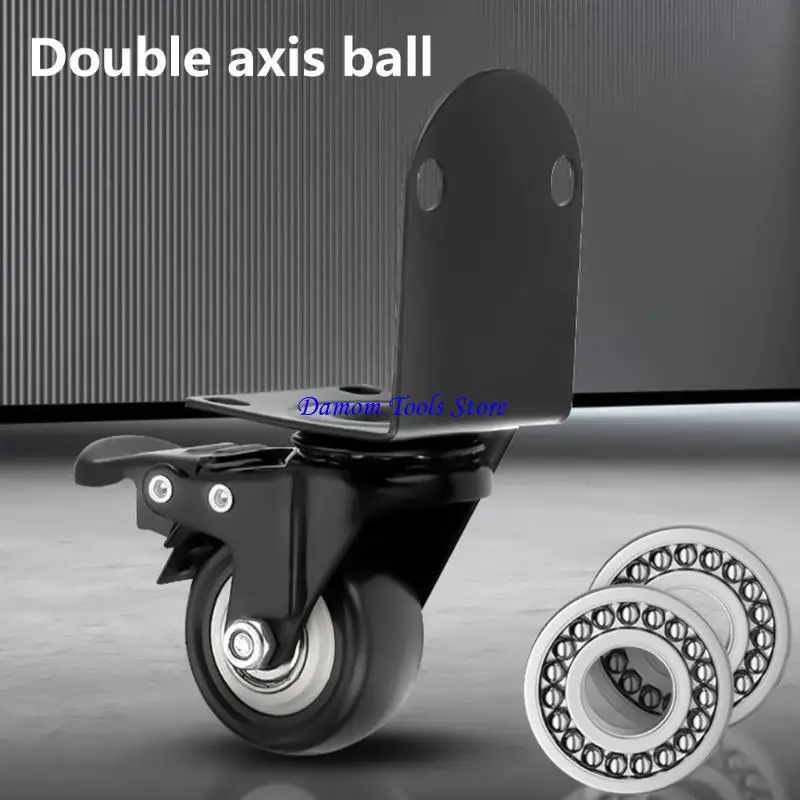 57BE 2pcs Smooth Rolling Rotates Casters Polyurethane Easy Moves Furniture Casters With Corner Fitting for Home Furniture