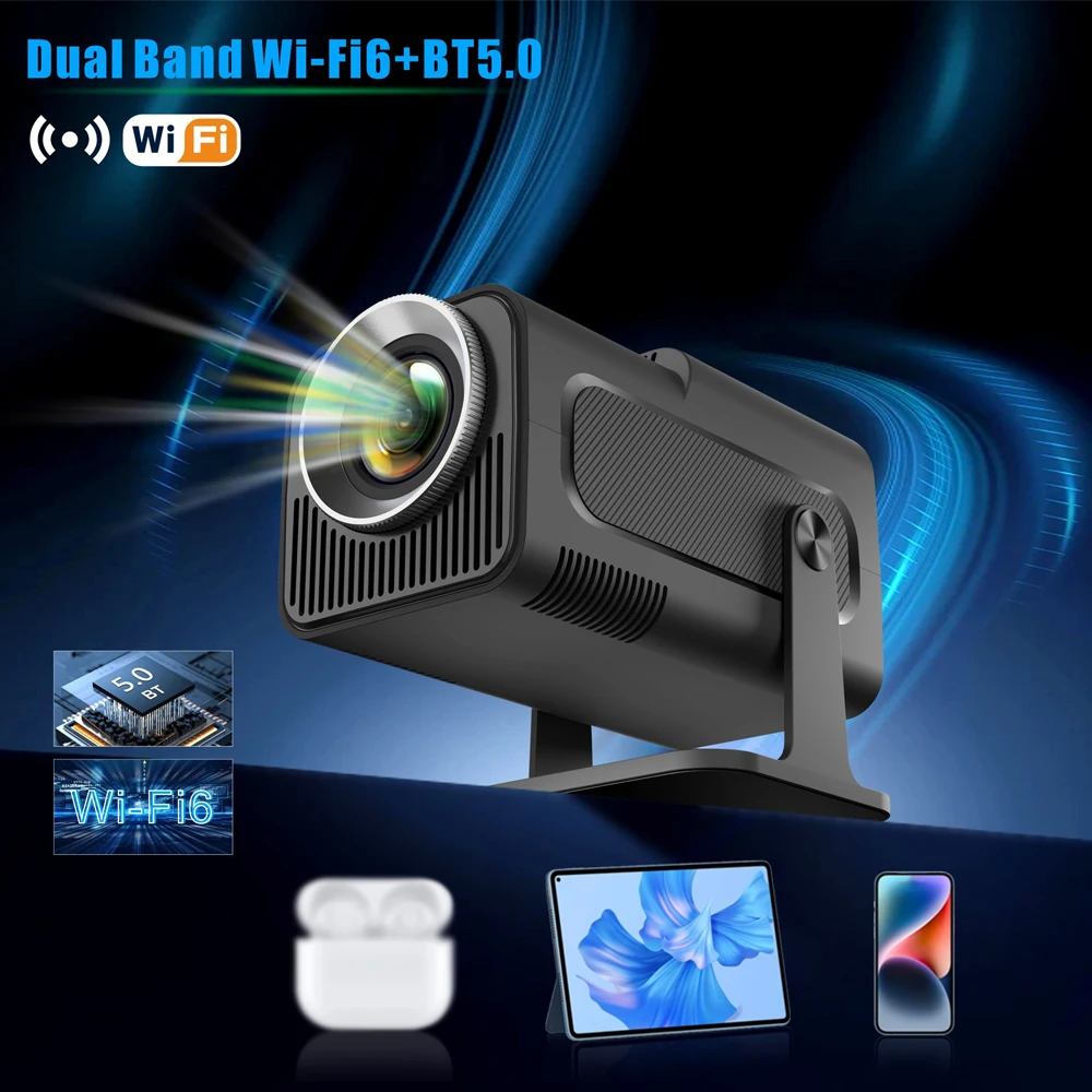 CRELANDER HY320 4K Projetor Full HD 1080P 300ANSI Dual Wifi6 BT5.0 Mini Smart Projector Home Theater Portable Projector