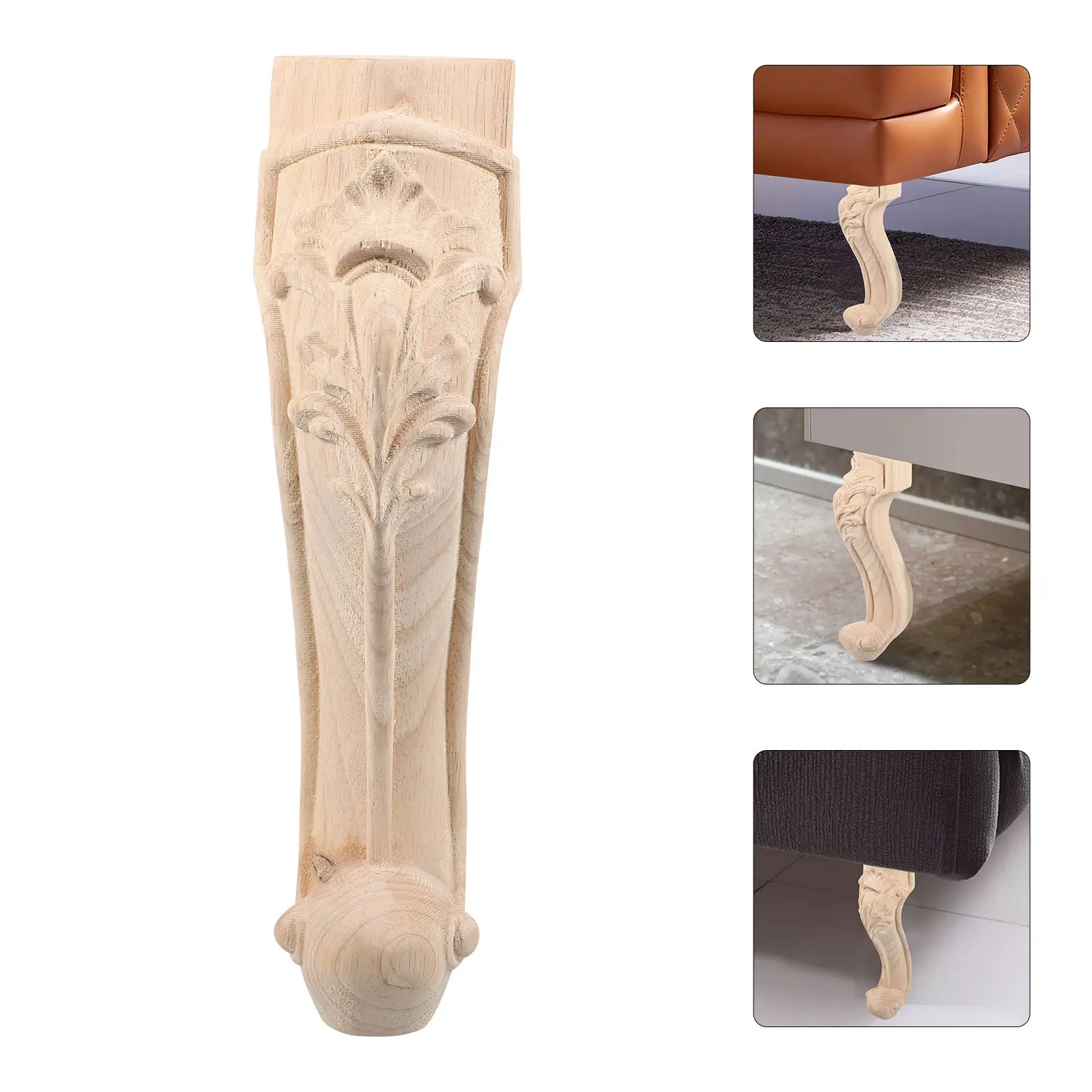 

European Style Wood Carved Furniture Leg Rubber Wood Replacement Legs for Sofa Couch Table Dresser Chair Extender Furniture Feet