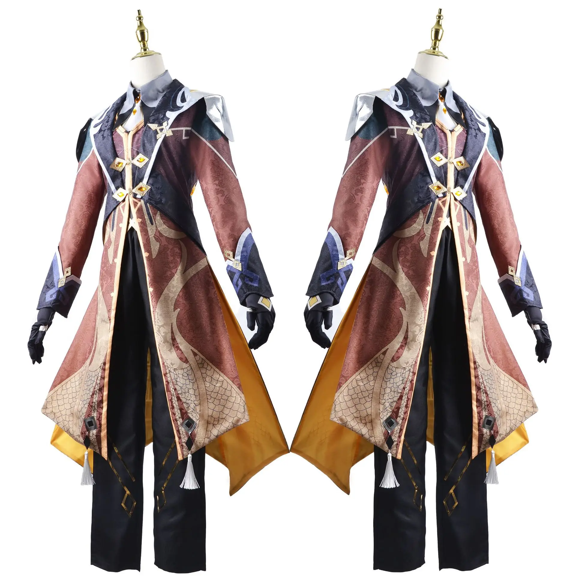 Ensemble de costumes de cosplay Genshin Impact pour Zhongli, tenue de cosplay complète pour le personnage masculin Zhongli, jeu de rôle.