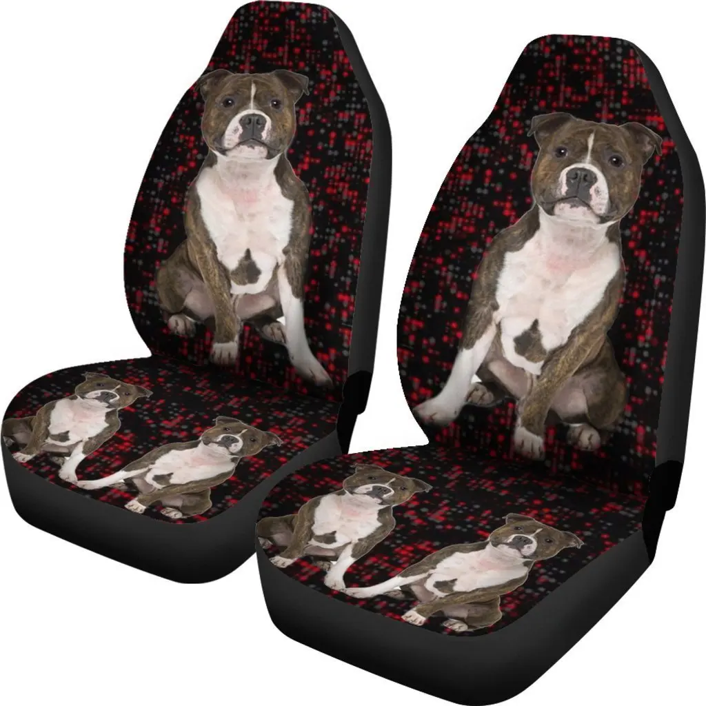 Staffordshire Bull Terrier Print Car Seat Covers Set 2 Pc, Car Accessories Seat Cover