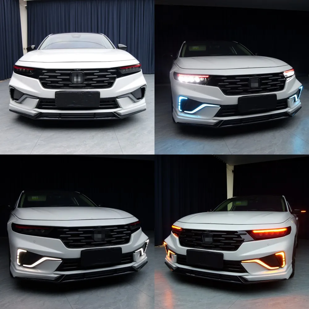 يوليو الملك LED تقليم أضواء النهار الجري لهوندا أكورد 2025، 6000K DRL + غاسل إشارات الانعطاف الصفراء + الجليد الأزرق ليلة DRL