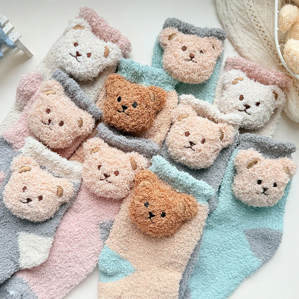 

Women's Coral Velvet Winter Thickened Plush Warm Comfortable Sleeping Cartoon Socks Cute Cartoon Lovely Floor Socks