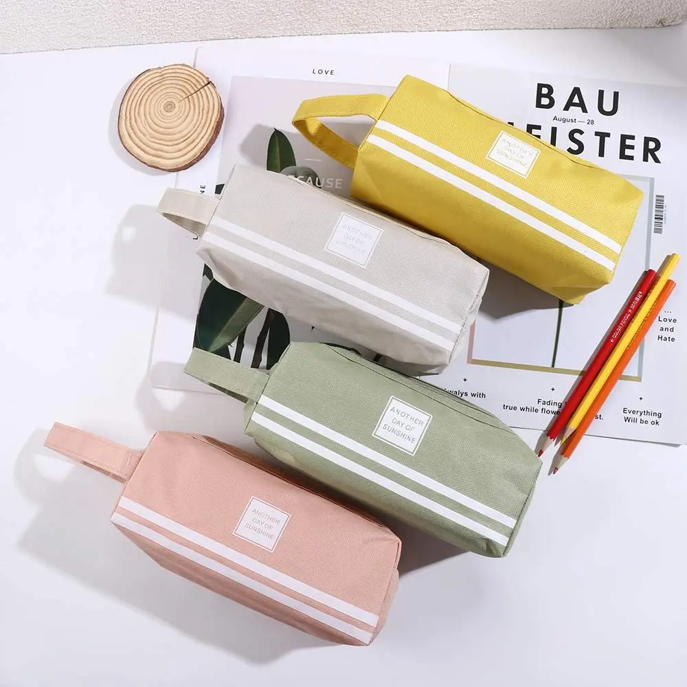 Student Handbag Storage bag High Capacity Candy color Big Pen Case Double layer Pen Bag Pencil Case