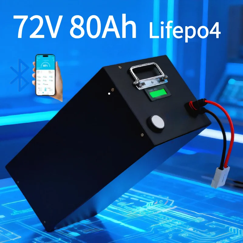 

Аккумулятор LiFePO4 72В 80Ач, перезаряжаемый, глубокого разряда, с встроенной BMS, 4000+ циклов, для электромобилей, автодомов, гольф-каров, электросамокатов