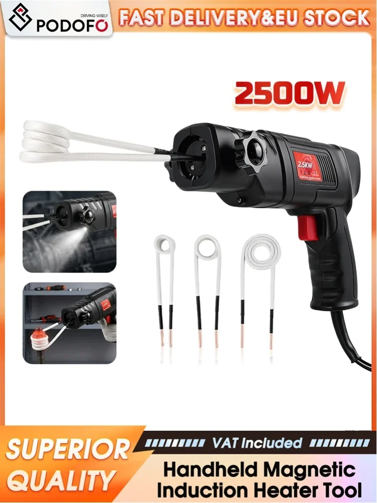 Podofo 2500W 220V Przenośny Indukcyjny Podgrzewacz Magnetyczny Dużej Mocy do Usuwania Zardzewiałych Śrub i Nakrętek, Bezpożarowa Maszyna Grzewcza do Demontażu Zardzewiałych Nakrętek, Sprzęt — 2